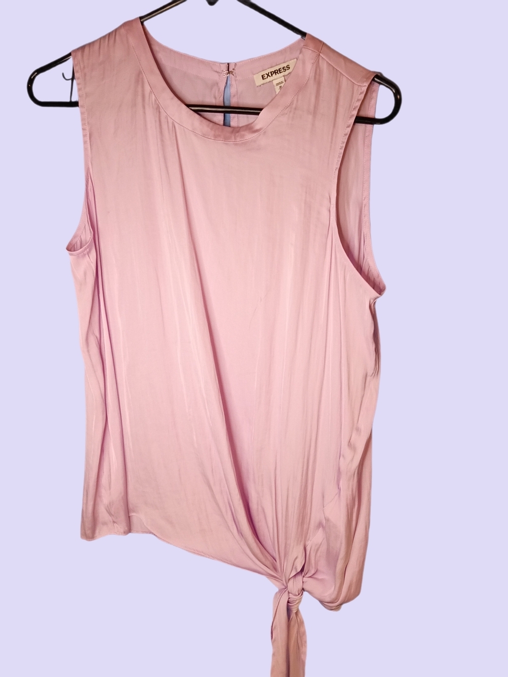 Express Lavender Sleeveless Tie-Hem Blouse